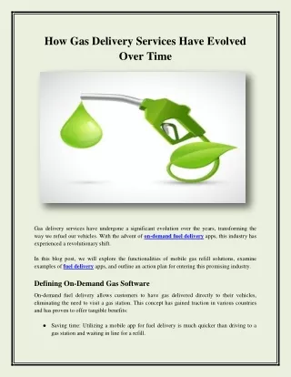 how gas delivery services have evolved over time