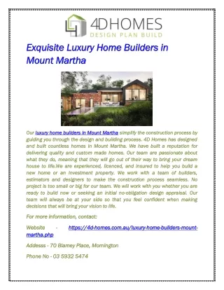 Exquisite Luxury Home Builders in Mount Martha