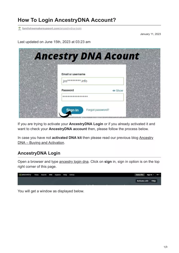how to login ancestrydna account