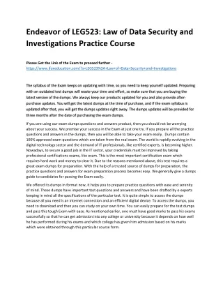 endeavor of leg523 law of data security