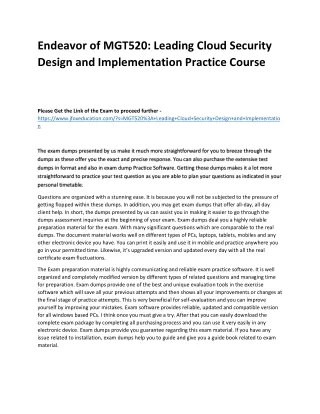 endeavor of mgt520 leading cloud security design