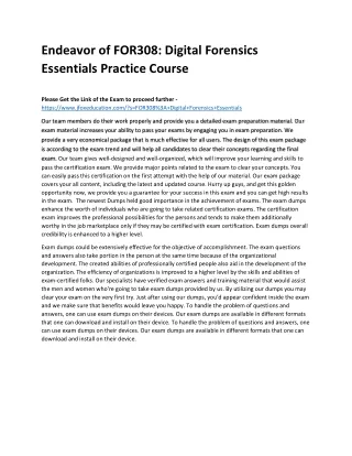 endeavor of for308 digital forensics essentials
