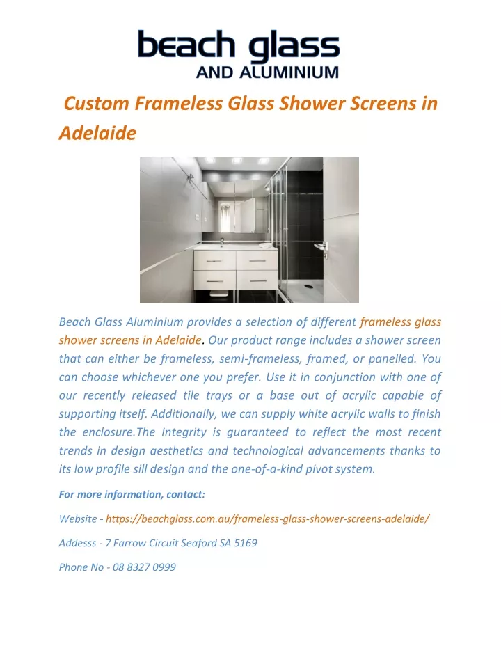 custom frameless glass shower screens in adelaide