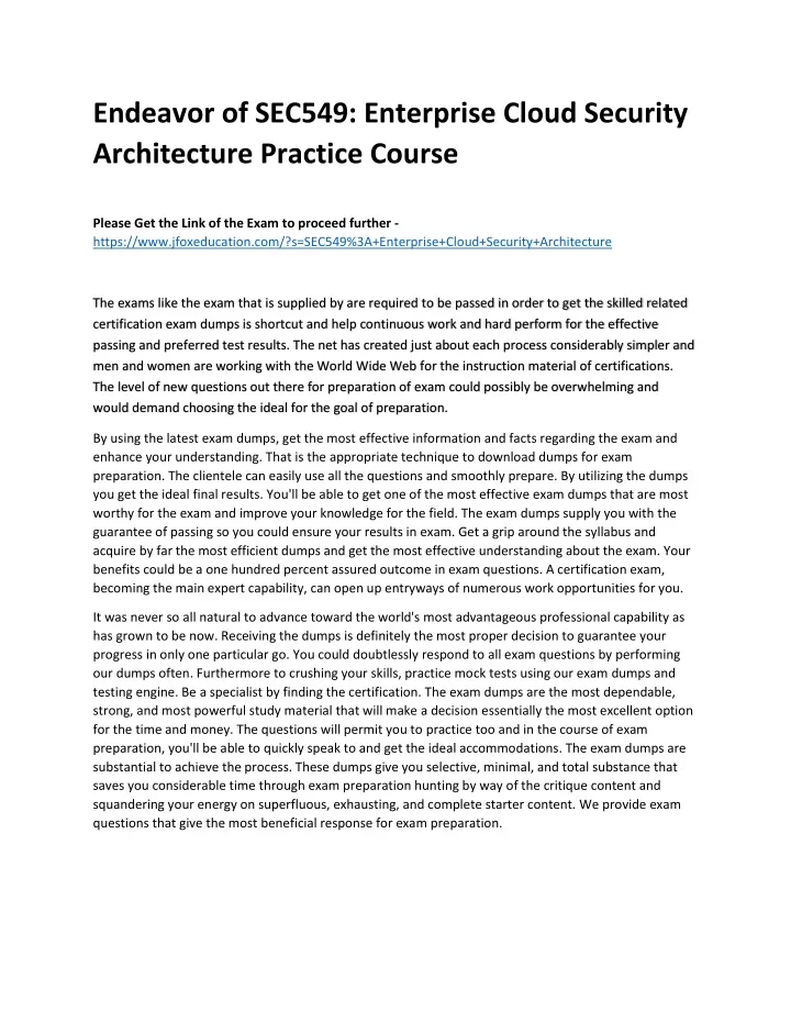 endeavor of sec549 enterprise cloud security