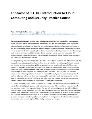endeavor of sec388 introduction to cloud