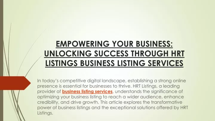 empowering your business unlocking success through hrt listings business listing services