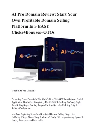 AI Pro Domain Review: Start Your Own Profitable Domain Selling Platform In 3 EAS