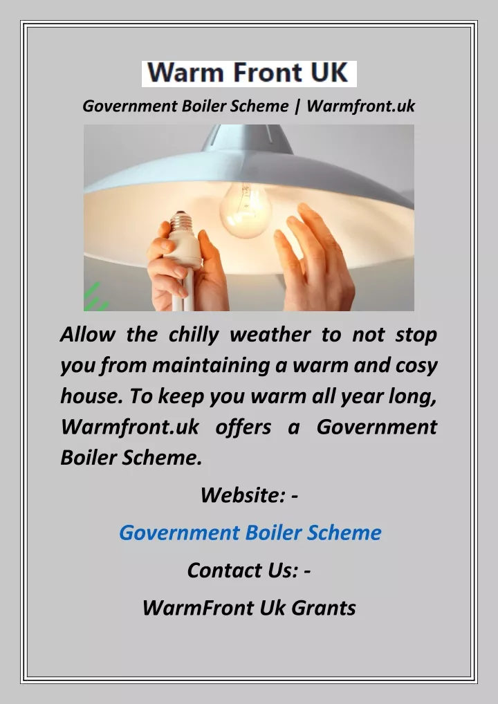 government boiler scheme warmfront uk