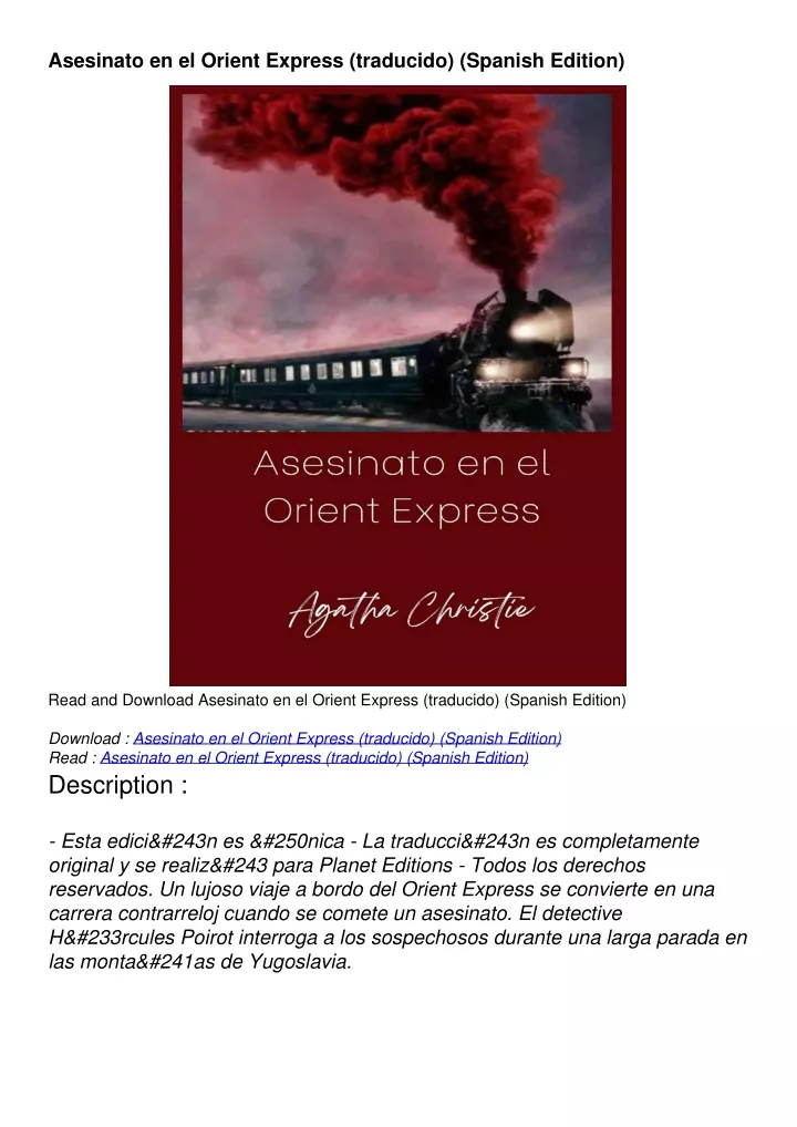 asesinato en el orient express traducido spanish