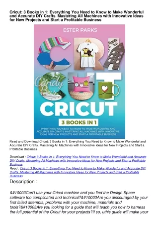 $PDF$/READ/DOWNLOAD Cricut: 3 Books in 1: Everything You Need to Know to Make Wonderful and Accurate DIY Crafts. Masteri