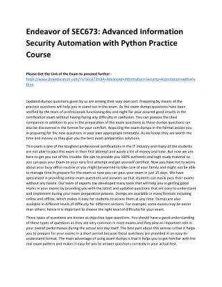 endeavor of sec673 advanced information security