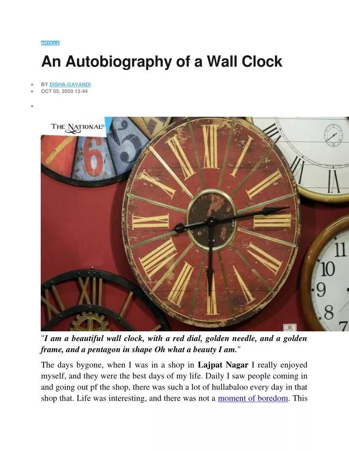 article an autobiography of a wall clock