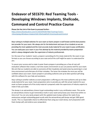 endeavor of sec670 red teaming tools developing