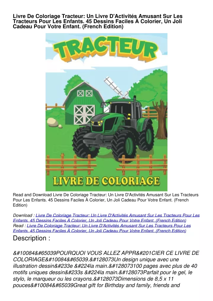 livre de coloriage tracteur un livre d activit