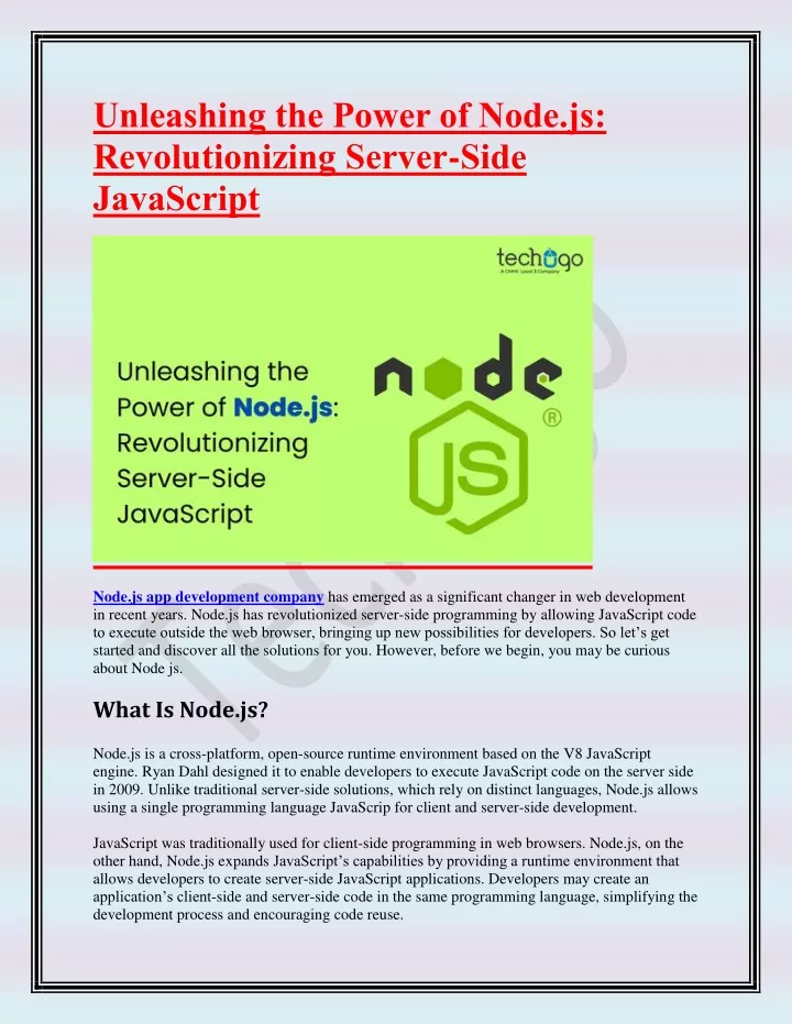 unleashing the power of node js revolutionizing