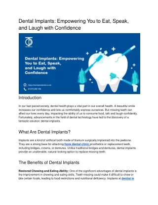 Dental Implants_ Empowering You to Eat, Speak, and Laugh with Confidence
