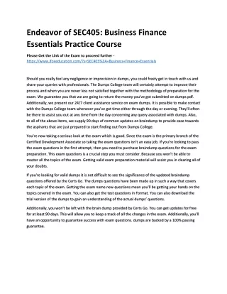 endeavor of sec405 business finance essentials