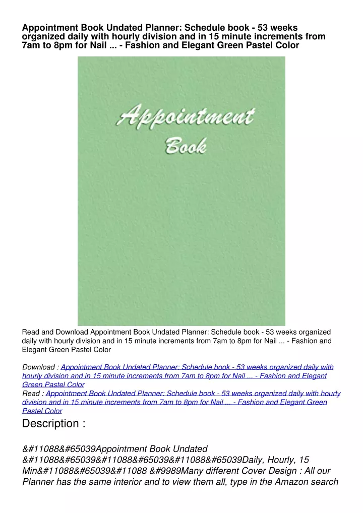 appointment book undated planner schedule book