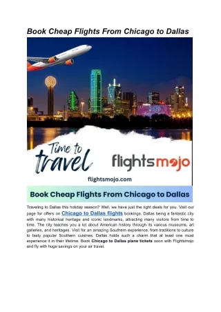 Book Cheap Flights From Chicago to Dallas