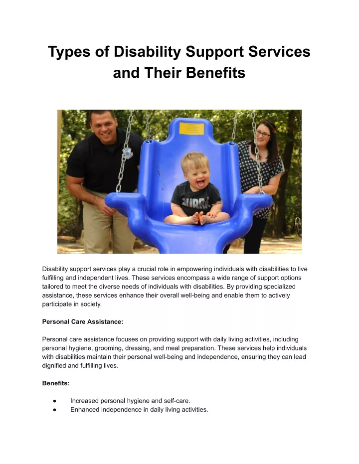 types of disability support services and their