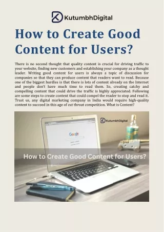 How to Create Good Content for Users -Kutumbh Digital