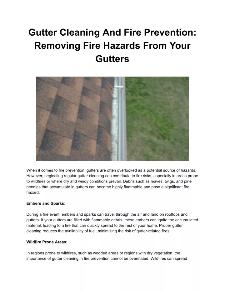 gutter cleaning and fire prevention removing fire