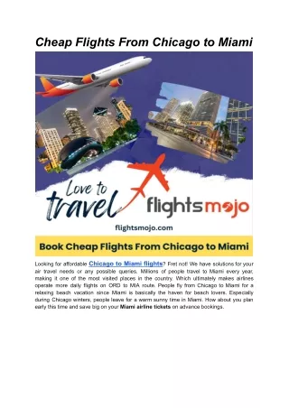 Cheap Flights From Chicago to Miami