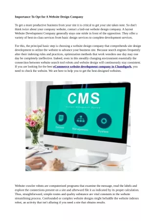 importance to opt for a website design company