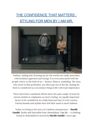 THE CONFIDENCE THAT MATTERS _ STYLING FOR MEN BY I AM MR.