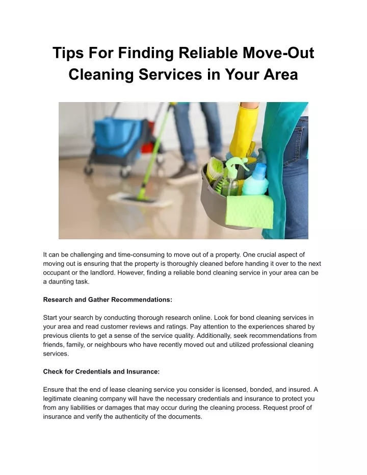 tips for finding reliable move out cleaning
