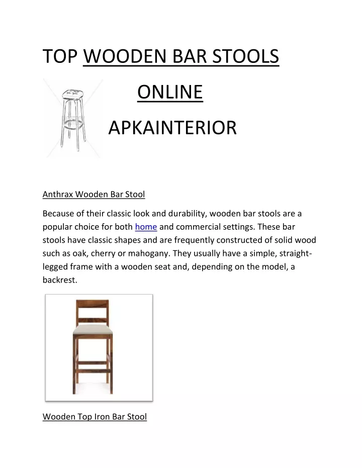 top wooden bar stools