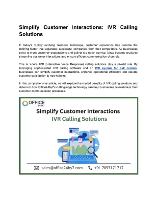 Simplify Customer Interactions_ IVR Calling Solutions