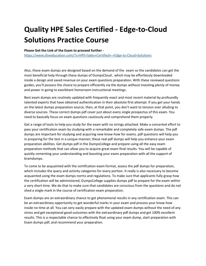 quality hpe sales certified edge to cloud