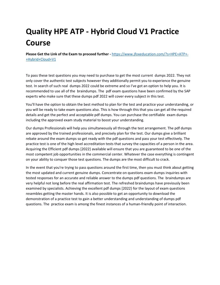 quality hpe atp hybrid cloud v1 practice course