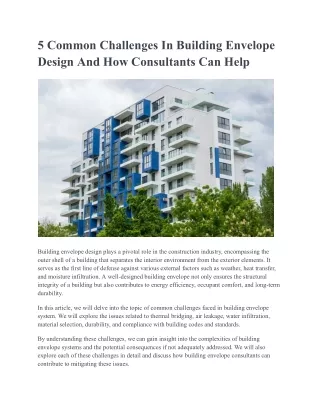 5 Common Challenges In Building Envelope Design And How Consultants Can Help