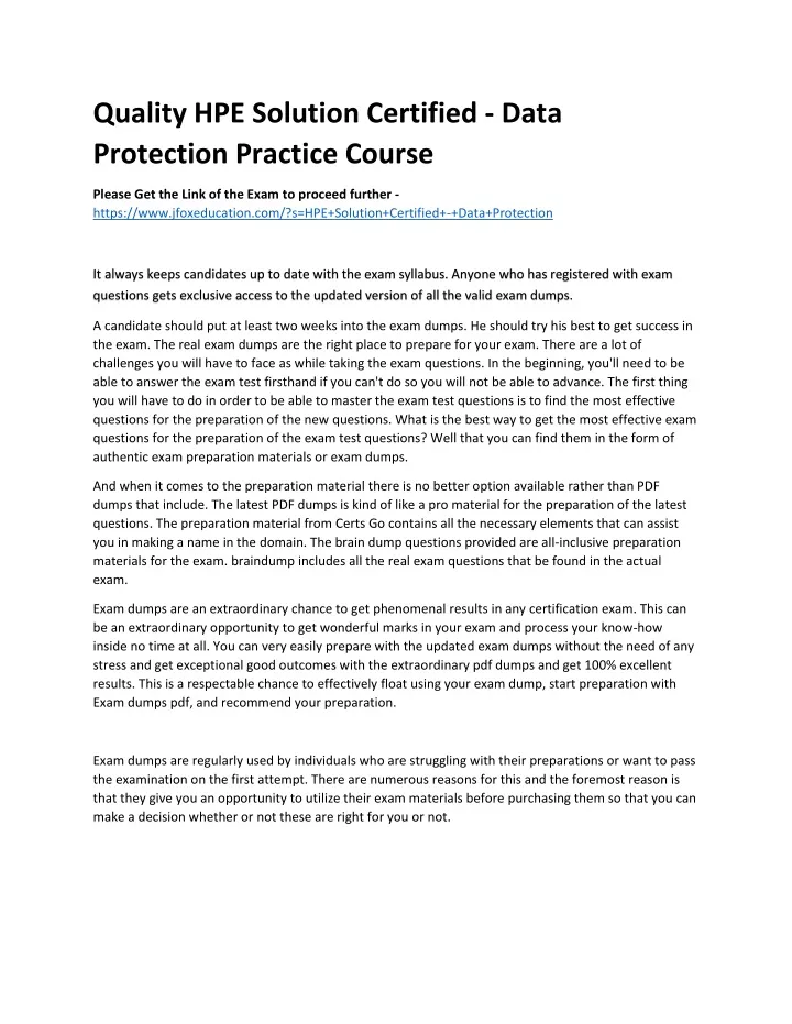 quality hpe solution certified data protection