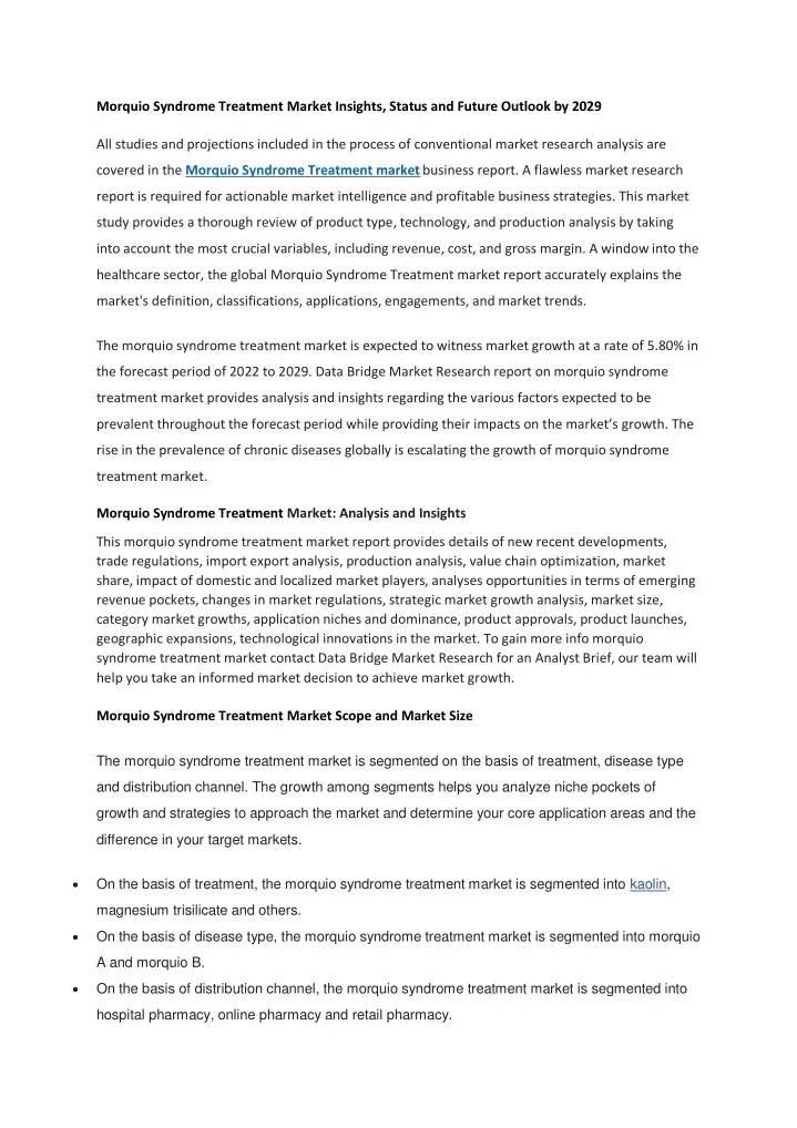 morquio syndrome treatment market insights status