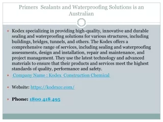Primers  Sealants and Waterproofing Solutions is an Australian