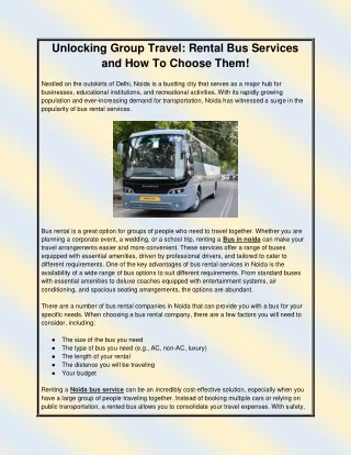 unlocking group travel rental bus services