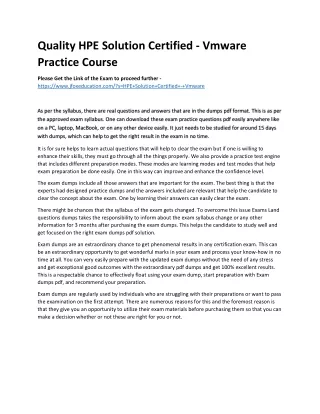 quality hpe solution certified vmware practice