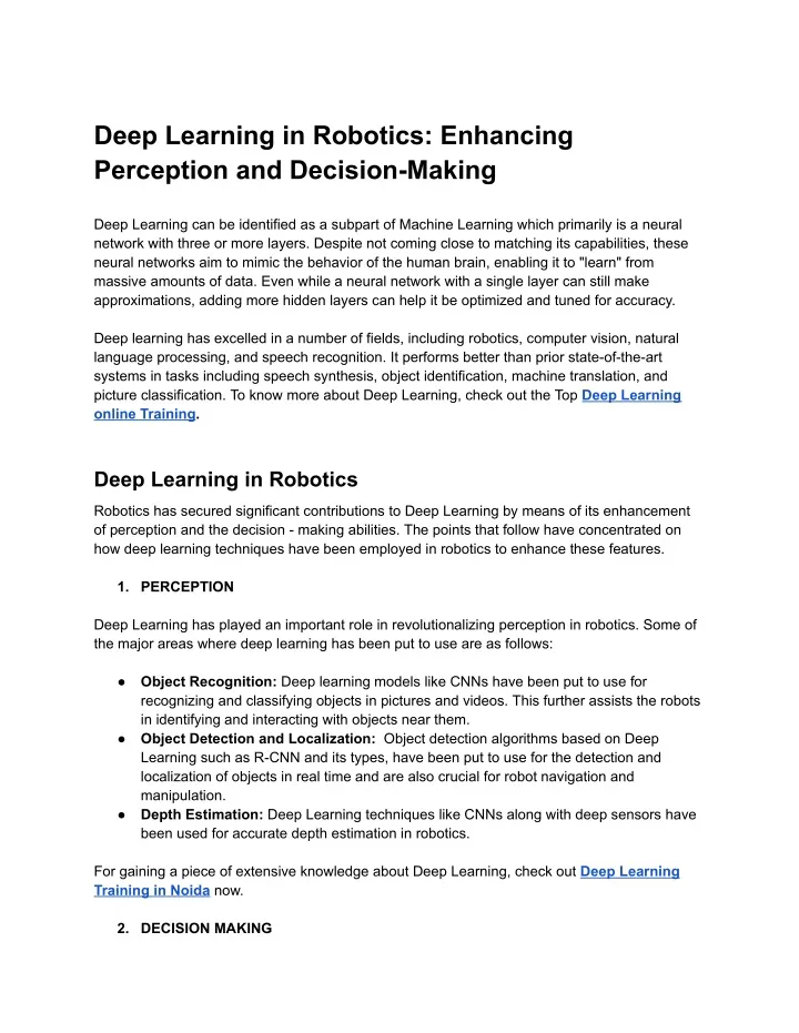 deep learning in robotics enhancing perception