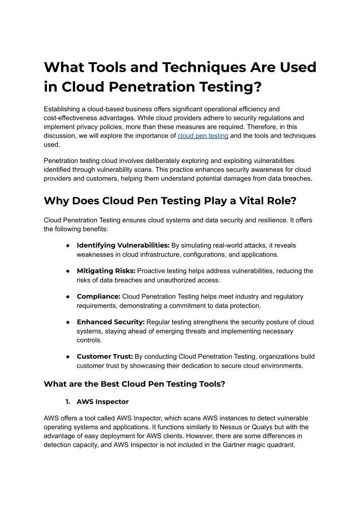 what tools and techniques are used in cloud