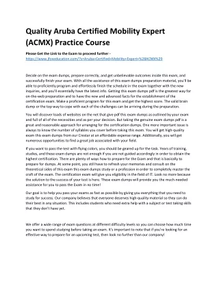 quality aruba certified mobility expert acmx