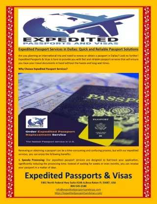 Expedited Passport Services in Dallas Quick and Reliable Passport Solutions