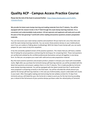 quality acp campus access practice course