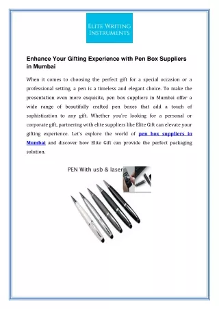 Enhance Your Gifting Experience with Pen Box Suppliers in Mumbai