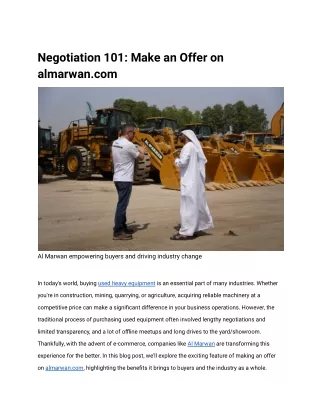 Negotiation 101 -  Make an Offer on almarwan