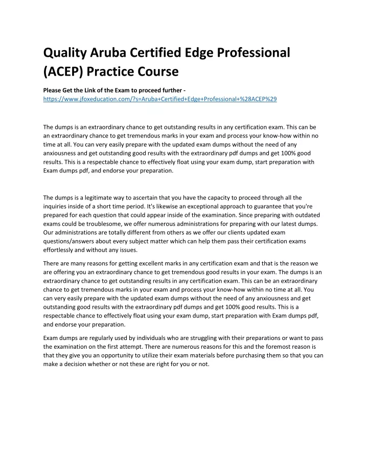 quality aruba certified edge professional acep