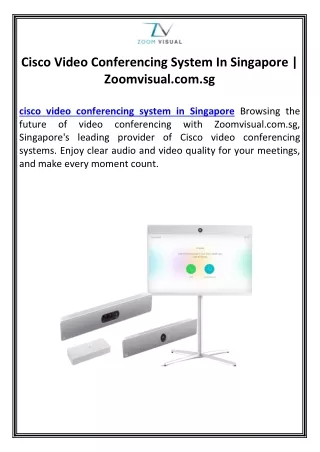 Cisco Video Conferencing System In Singapore | Zoomvisual.com.sg