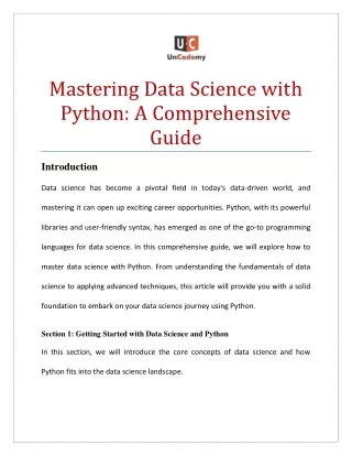 Mastering Data Science with Python: A Comprehensive Guide